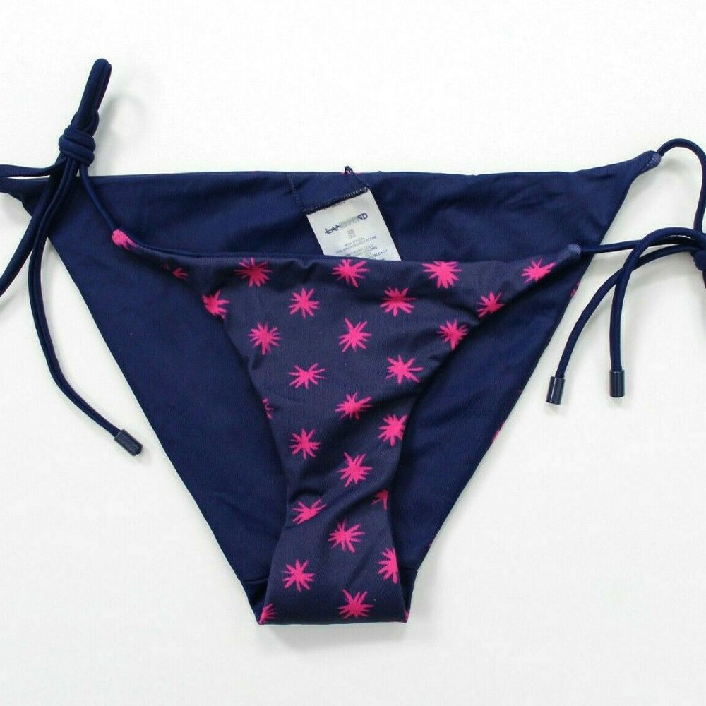 NWOT Lands'End Reversible Side Tie Bikini Bottom Swimwear Size XS (0-2) - Navy